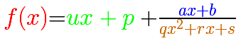 Funciones racionales: fórmula polinomio de grado 3 en el numerador y de grado 2 en el denominador | matematicasVisuales