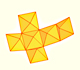 Dodecaedro rómbico (6): Un dodecaedro rómbico plegado dentro de un cubo.