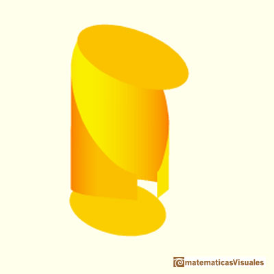 Truncated cylinder or cylindrical segment: a truncated cylinder developing| matematicasVisuales