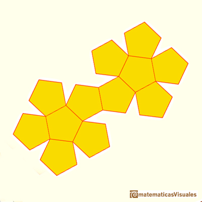 Desarrollo plano de un dodecaedro regular: desarrollo plano de un dodecaedro | matematicasVisuales