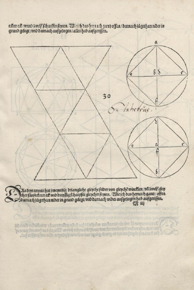 Desarrollo plano de octaedro: desarrollo plano de un octaedro, dibujado por Durero | matematicasVisuales