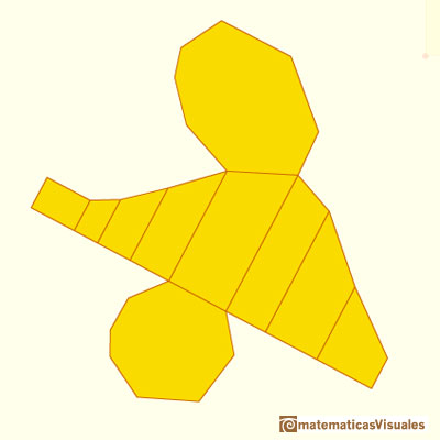 Prismas cortados por una plano oblicuo y sus desarrollos planos: ejemplo 2 de desarrollo plano de una figura de este tipo | matematicasVisuales