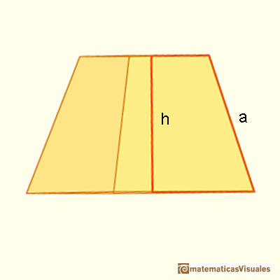 Pyramid and Pyramidal frustum: slant height of a frustum and height. Pythagorean theorem | matematicasVisuales
