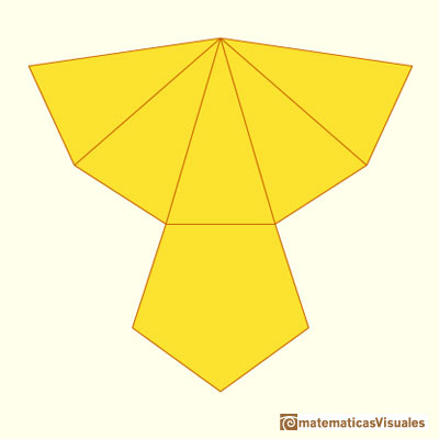 Pyramid and Pyramidal frustum: plane development or net of a pentagonal pyramid | matematicasVisuales