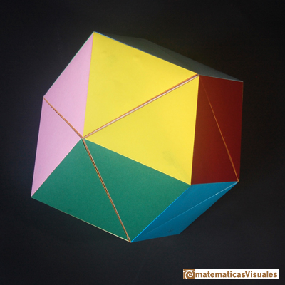 Cube and rhombic dodecahedron, construcción con cartulina | matematicasvisuales
