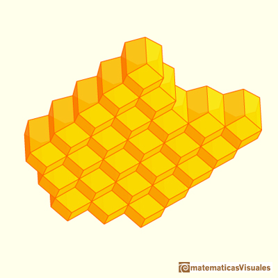 Panales de abeja y el dodecaedro rómbico: panales, celdas de abeja, el fondo o quilla, forma rómbica | matematicasVisuales