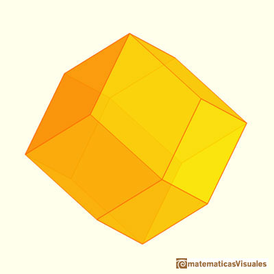 Cube and rhombicdodecahedron are 'reversibles' | matematicasvisuales