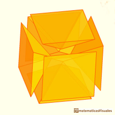 Dodecaedro Rómbico formado por un cubo y seis pirámides | matematicasVisuales