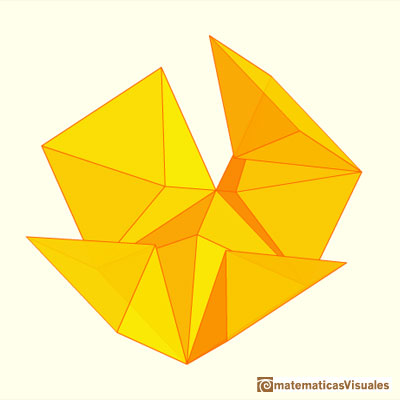 Cube and rhombicdodecahedron are 'reversibles' | matematicasvisuales