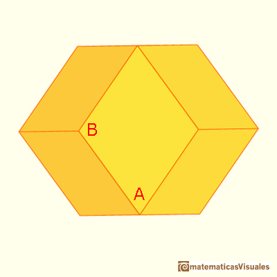 Cubo aumentado, cubo con pirámides y dodecaedro rómbico: calculando los ángulos usando trigonometría | matematicasVisuales