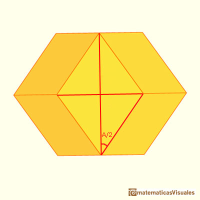 Cubo aumentado, cubo con pirámides y dodecaedro rómbico: calculando los ángulos usando trigonometría | matematicasVisuales