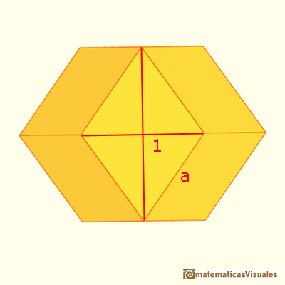 Pyramidated cube and Rhombic Dodecahedron: the length of the side of a Rhombic Dodecahedron | matematicasVisuales