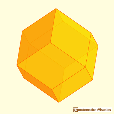 Chamfered cube: rhombic dodecahedron | matematicasVisuales