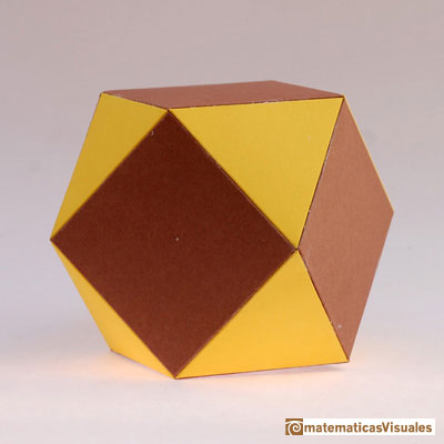 Buildidng polyhedra: Cuboctahedron, finished | matematicasVisuales