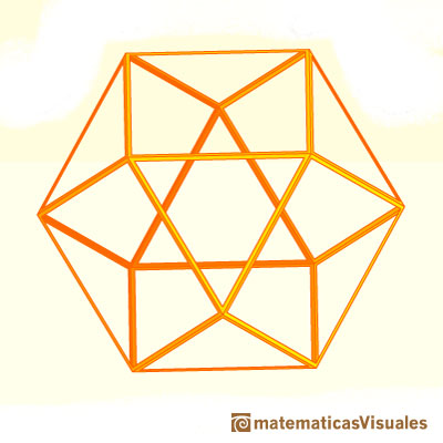 Volume of a cuboctahedron: Another skeleton of a cuboctahedron to see four hexagons | matematicasvisuales