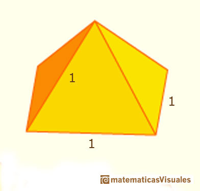 Volume of a cuboctahedron: the volume of a pyramid that we cut off from the octahedron  | matematicasvisuales