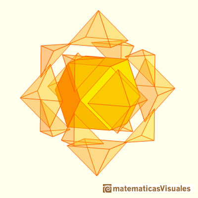 Cuboctaedro estrellado o compuesto de cubo y octaedro. La parte común es un cuboctaedro | matematicasvisuales