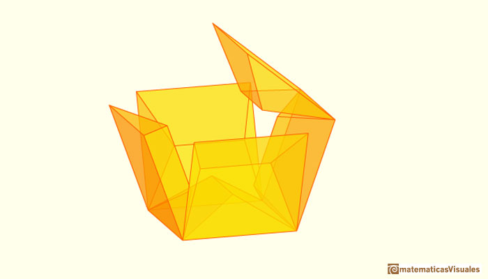 Dodecahedron and cube: dodecahedron folding into a cube | matematicasVisuales