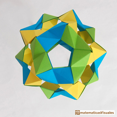 Dodecaedro: origami, modulo PHizz de Tom Hull | matematicasVisuales