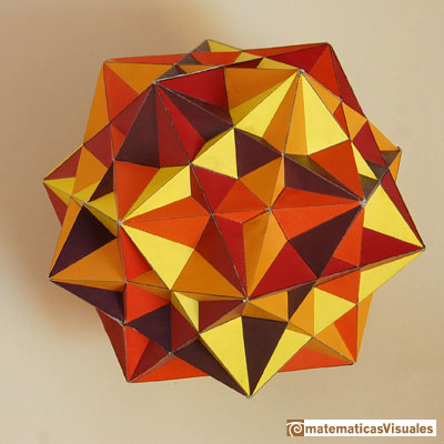 Dodecaedro: cinco cubos en un dodecaedro, modelo de cartulina | matematicasVisuales