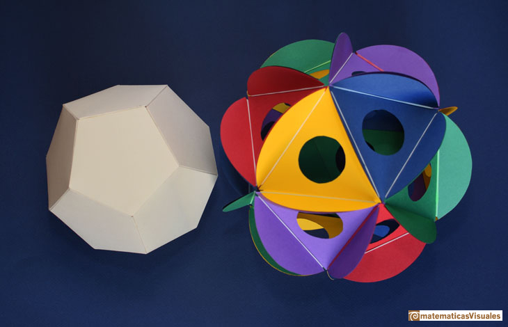 Dualidad entre sólidos platónicos: dodecaedro dentro de un icosaedro. Bruno Munari | matematicasVisuales