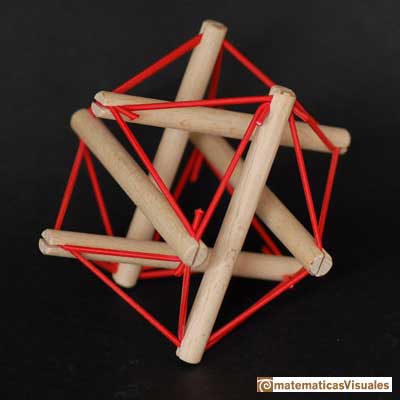 Icosaedro: tensegridad tensegrity con madera y goma | matematicasVisuales