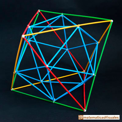 Icosaedro en octaedro: vértices impresos en 3d y varillas de plástico | matematicasVisuales