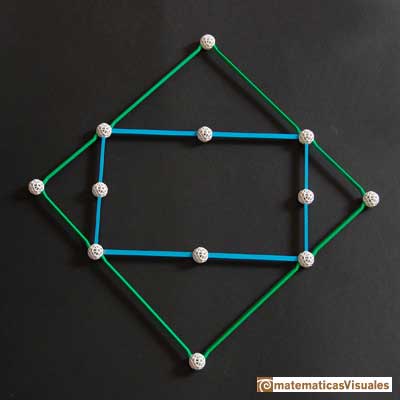 Icosaedro en octaedro: rectángulo áureo inscrito en un cuadrado, figura hecha con Zome | matematicasVisuales