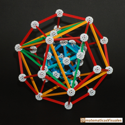 Cinco sólidos platónicos uno dentro de otro, modelo de Zome | Cuboctahedron and Rhombic Dodecahedron | matematicasVisuales