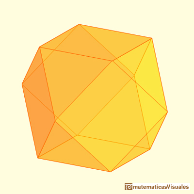 Truncando un cubo: cuboctaedro | Cuboctahedron and Rhombic Dodecahedron | matematicasVisuales