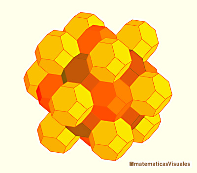 The truncated octahedron is an archimedean solid that tesselate the space | matematicasVisuales