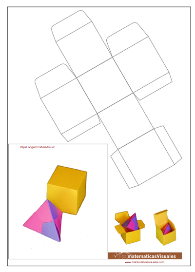 Construcción de poliedros: cajita cúbica y tetraedro hecho con origami modular | matematicasVisuales