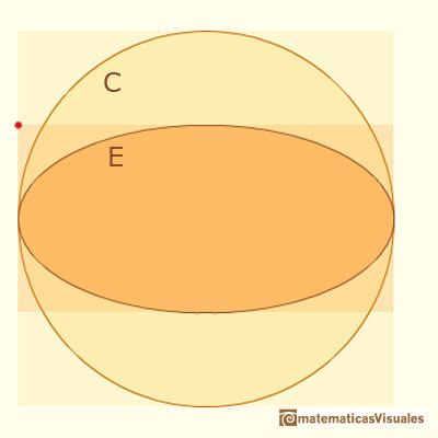 Archimedes ellipse: ellipse and auxiliary circle | matematicasvisuales