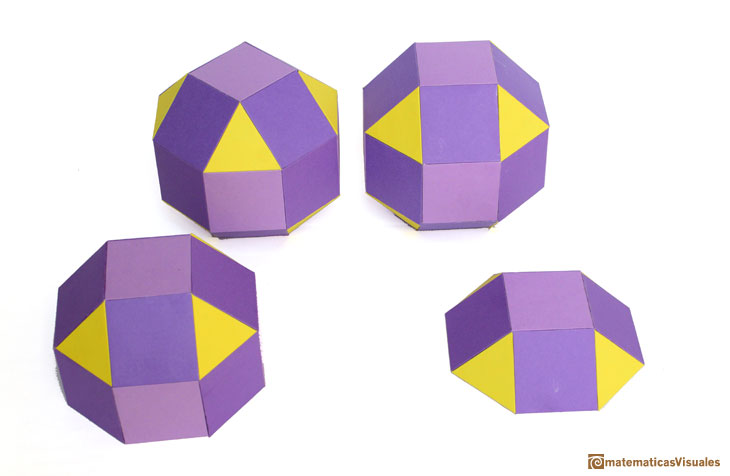 Pseudo Rhombicuboctahedron or Elongated Square gyro bicupola, cardboard model | matematicasVisuales