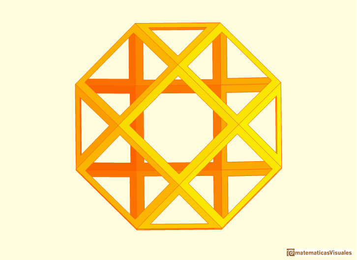 Pseudo rombicuboctaedro o girobicupula cuadrada elongada | matematicasVisuales